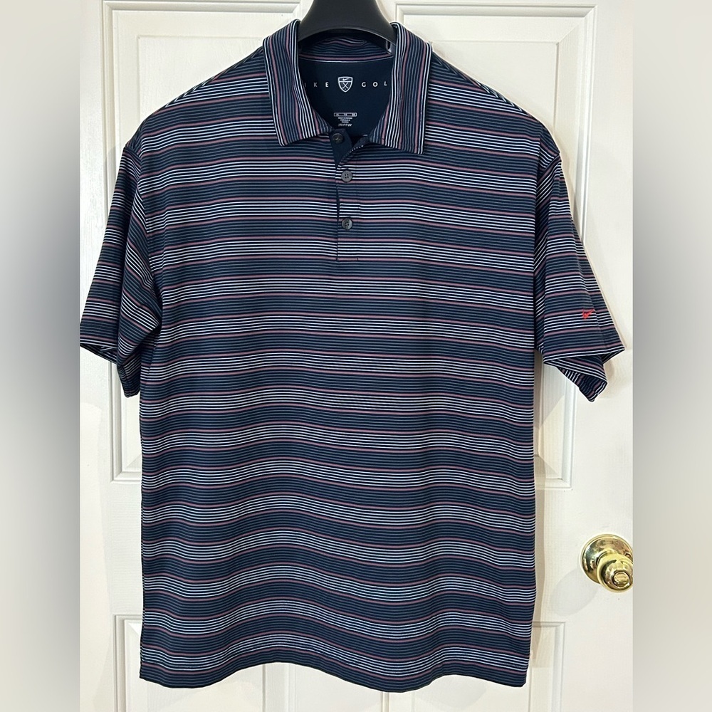 Nike Dri-FIT UV Golf Polo Shirt Striped Athletic Performance Casual Men's XL